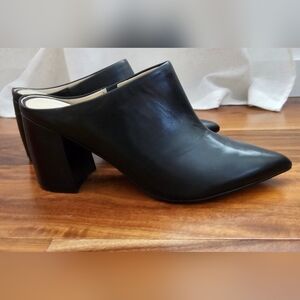 Marc Fisher Rangi Black Leather Heeled Mules sz 7.5